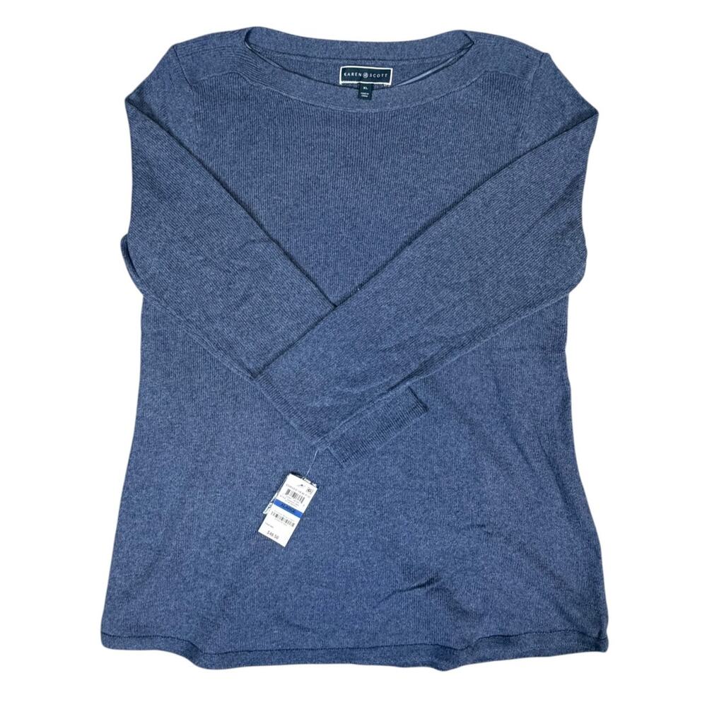 Karen Scott Women's XL Blue Heather Pullover Sweater 60% Cotton 40% Acrylic - Picture 4 of 10